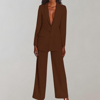 Stylish Blazer and Trouser Set - Elena-Coffee-S-State of Style