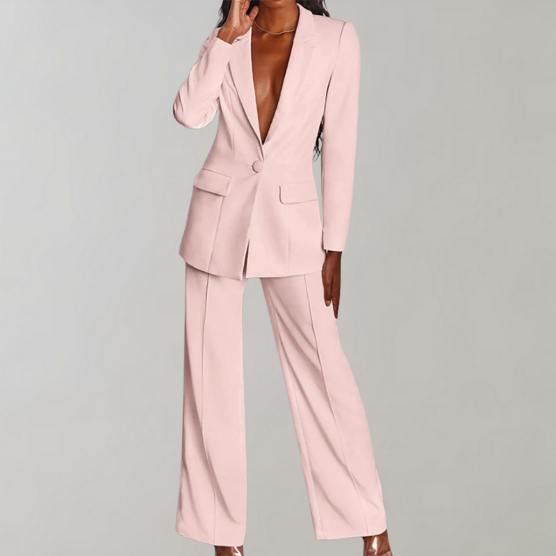 Stylish Blazer and Trouser Set - Elena-Pink-S-State of Style
