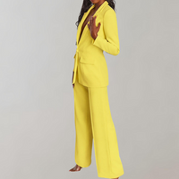 Stylish Blazer and Trouser Set - Elena-Yellow-S-State of Style