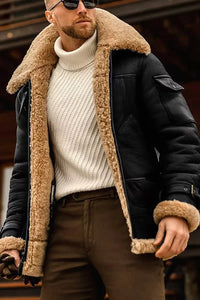 Stylish Camel Leather Pilot Jacket - Leonardo-Black-S-State of Style