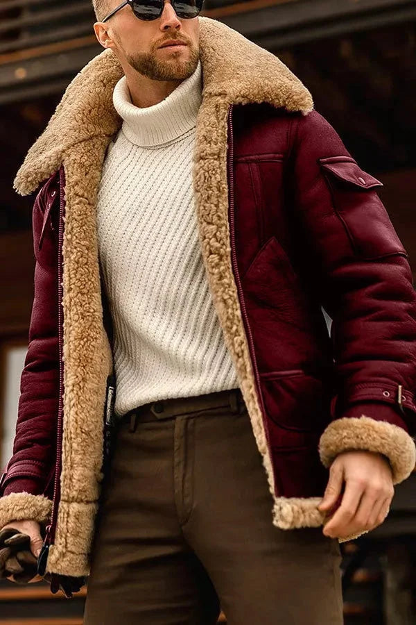 Stylish Camel Leather Pilot Jacket - Leonardo-Red-S-State of Style