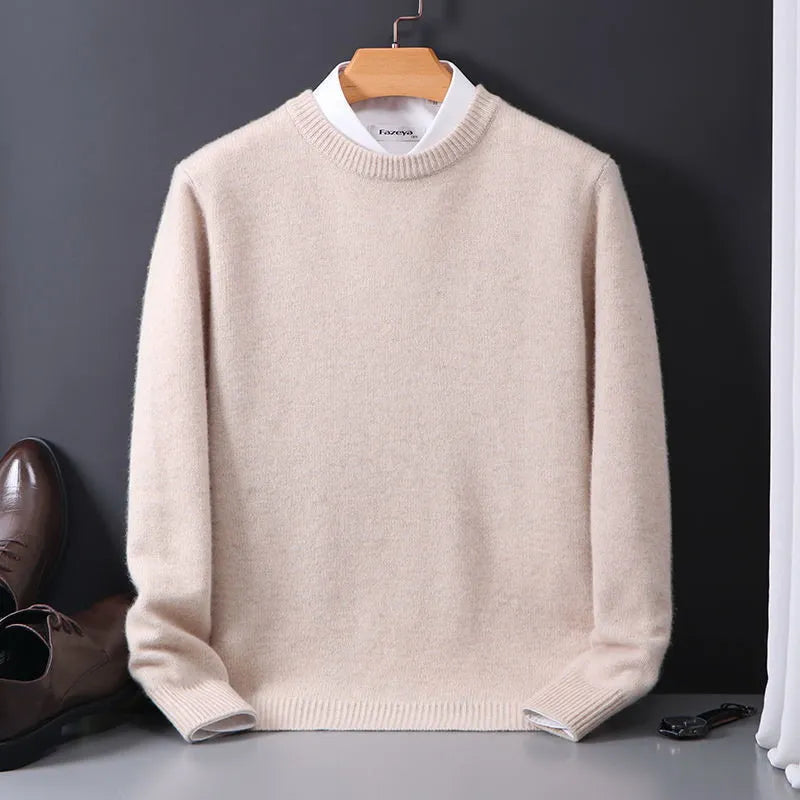 Stylish Cashmere Men's Sweater - Theo-Beige-M-State of Style