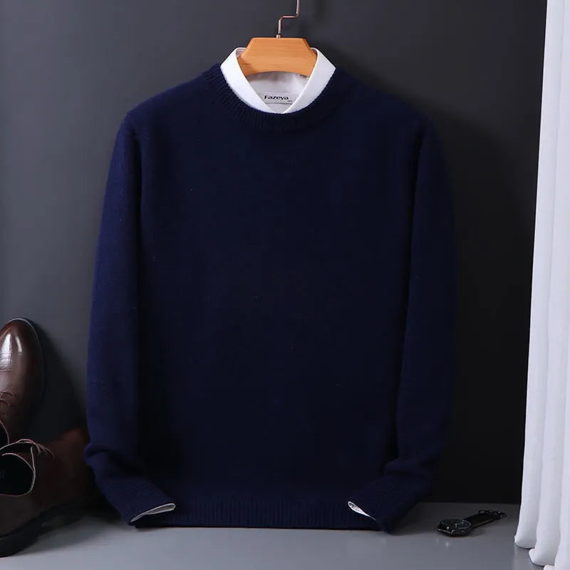 Stylish Cashmere Men's Sweater - Theo-Dark Blue-M-State of Style
