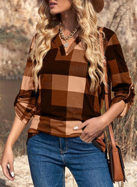 Stylish Casual Checked Ladies' Blouse - Lara-Black-S-State of Style