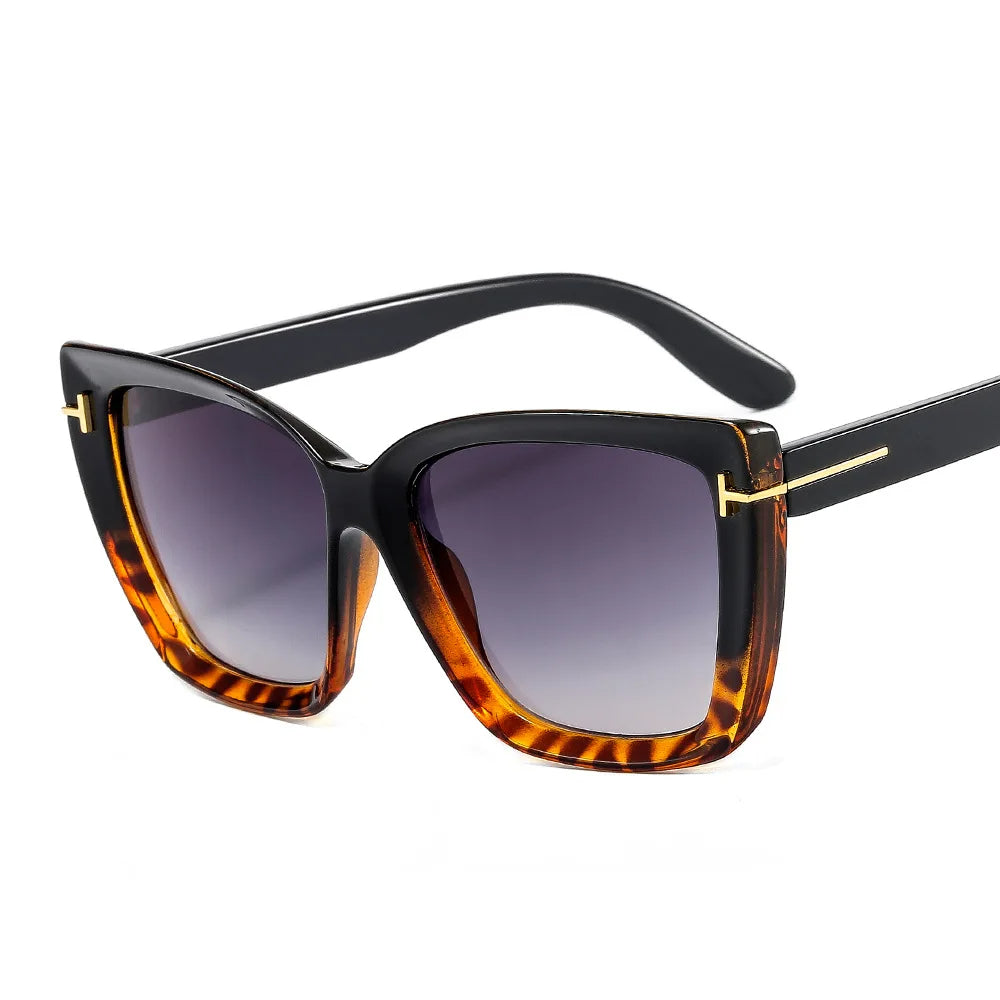 Stylish cat-eye sunglasses with UV protection and gradient - VueLuxe-Panther Grey-State of Style
