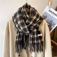 Stylish Checked Women's Scarf - Liora-Black 2-State of Style