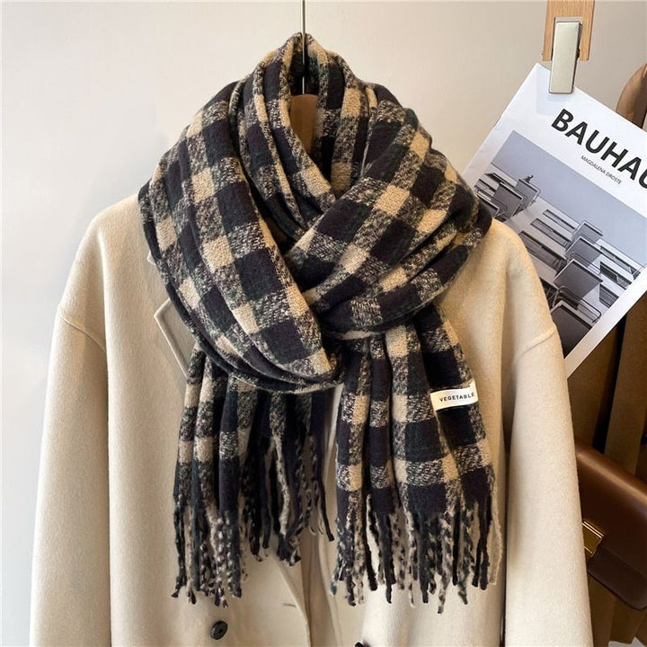 Stylish Checked Women's Scarf - Liora-Black 2-State of Style