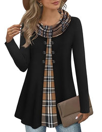 Stylish Colour Block Pullover Sweatshirt for Ladies - Bella-Black/Brown-S-State of Style