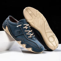 Stylish & comfortable men's leather loafers with profile sole - Matteo-Blue-6.5-State of Style