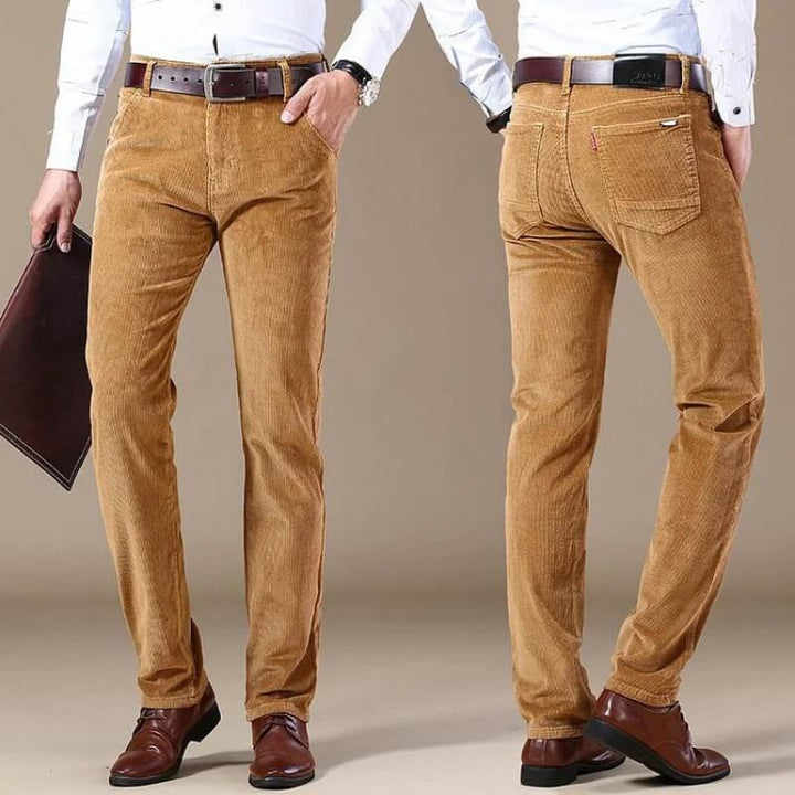 Stylish Corduroy Men's Trousers - Kenny-Khaki-28-State of Style