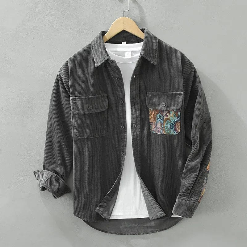 Stylish Corduroy Shirt for Men - Floris-Black-M-State of Style