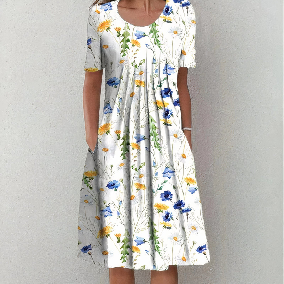 Stylish Cotton Dress for Women - Lena-White/Yellow-S-State of Style