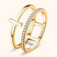 Stylish Double Cross Ring - Celeste-Gold-5-State of Style