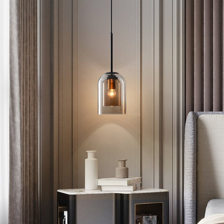 Stylish Double Glass Pendant Light - AuraGlass-Smoke Grey-State of Style