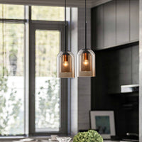 Stylish Double Glass Pendant Light - AuraGlass-Smoke Grey-State of Style