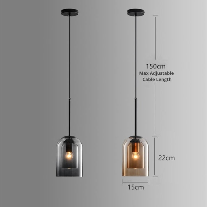 Stylish Double Glass Pendant Light - AuraGlass-Smoke Grey-State of Style
