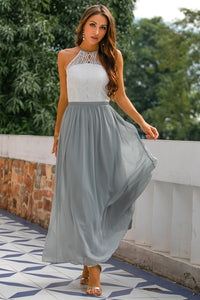 Stylish Dress for Wedding Guests with Open Back - Isabella-Light Grey-AU4-State of Style