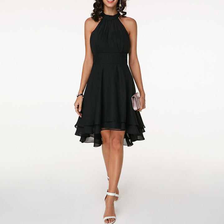 Stylish Dress with Charming Ruffles – Isabella-Black-S-State of Style