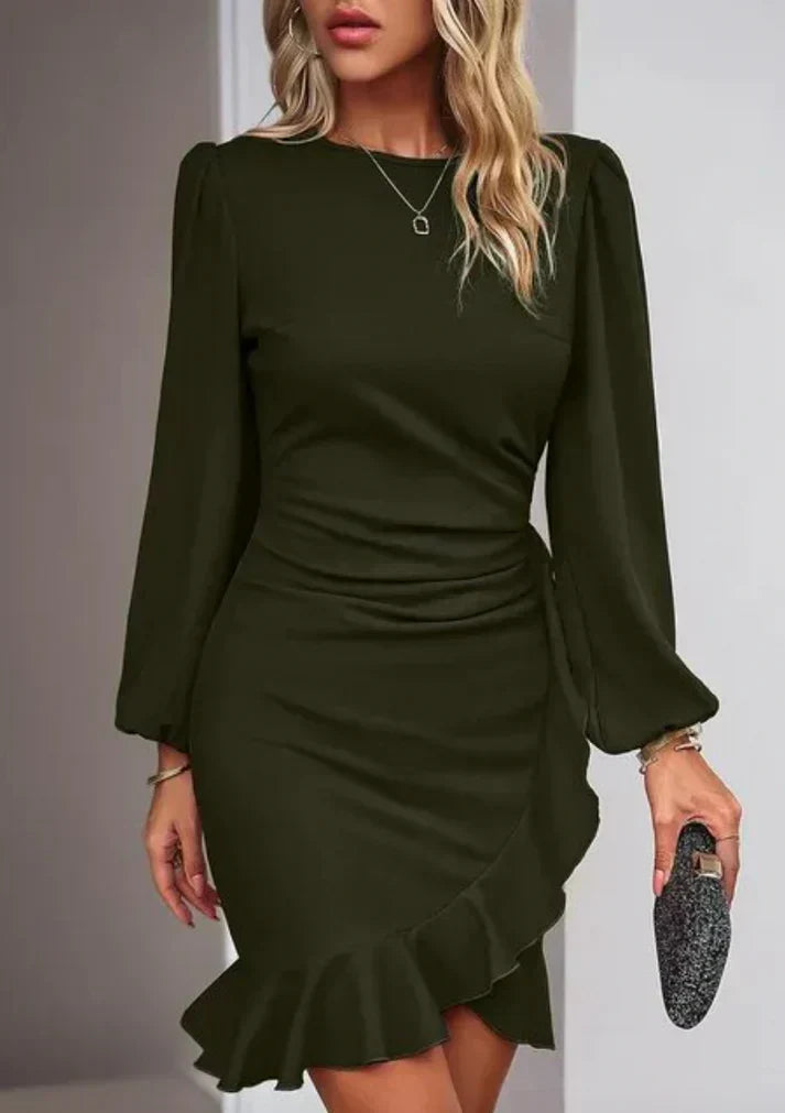 Stylish Dress with Long Sleeves - Elise-Dark green-S-State of Style