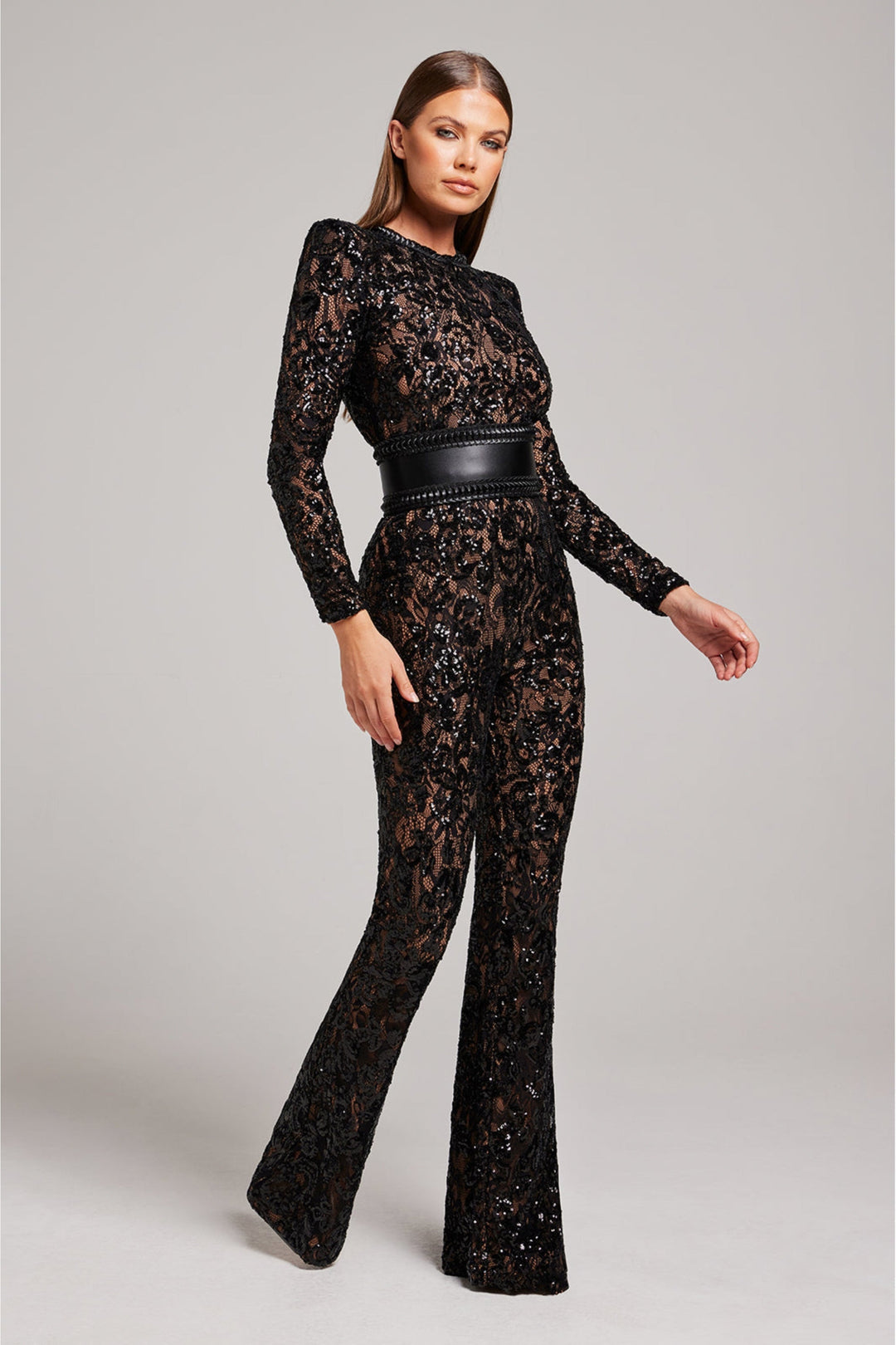 Stylish Evening Jumpsuit with V-neck - Juliette-White-S-State of Style