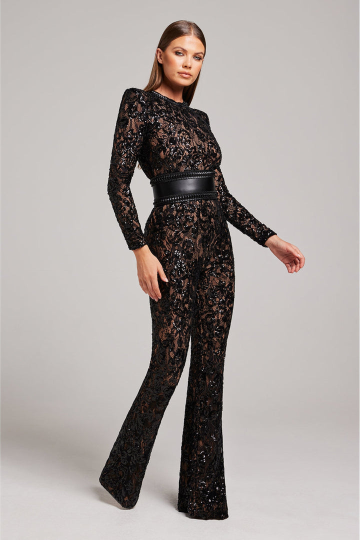 Stylish Evening Jumpsuit with V-neck - Juliette-White-S-State of Style