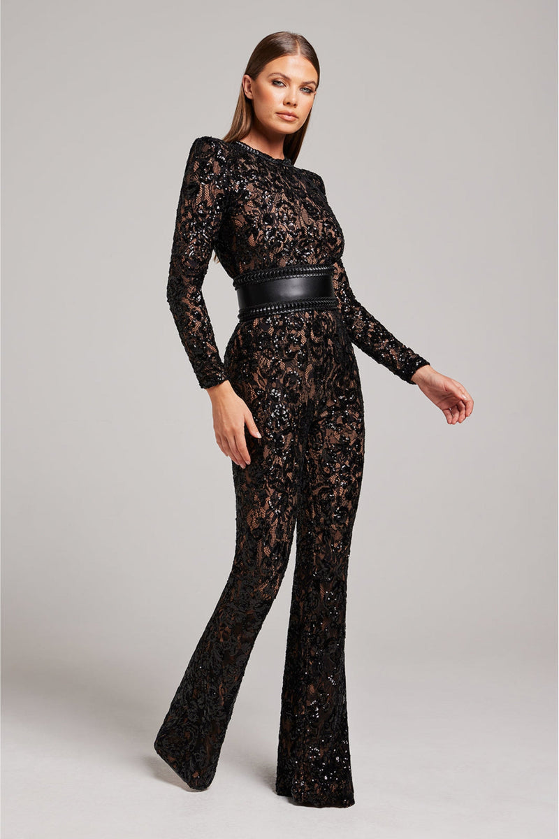 Stylish Evening Jumpsuit with V-neck - Juliette-White-S-State of Style