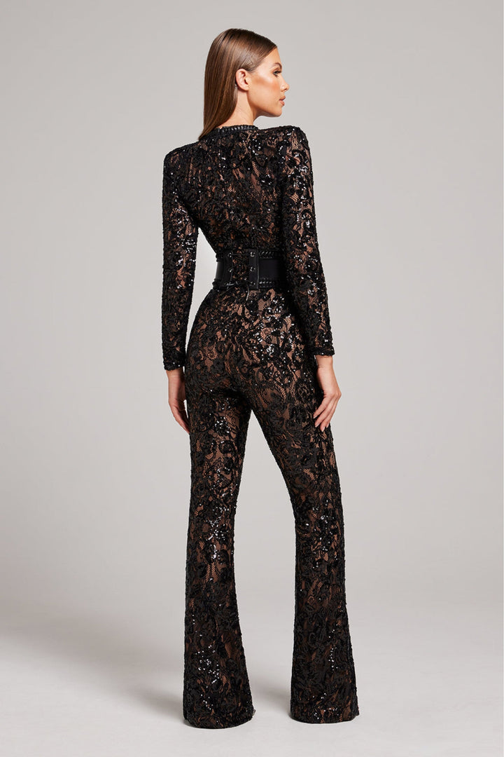 Stylish Evening Jumpsuit with V-neck - Juliette-White-S-State of Style