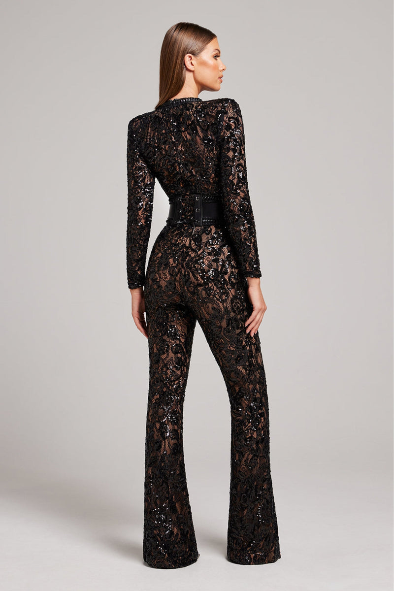 Stylish Evening Jumpsuit with V-neck - Juliette-White-S-State of Style