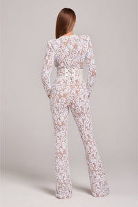Stylish Evening Jumpsuit with V-neck - Juliette-White-S-State of Style