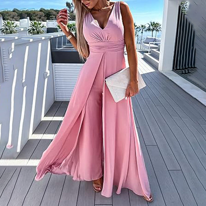 Stylish festive ladies' jumpsuit with dress look – Lorena-Black-S-State of Style