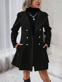 Stylish Flare Coat with Double-Breasted Buttons - Isadora-Black-S-State of Style