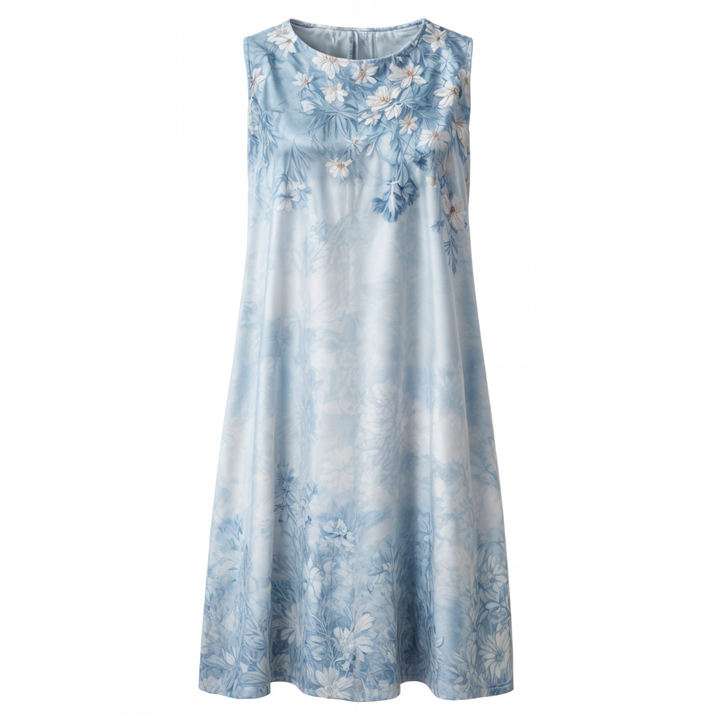 Stylish Floral A-Line Dress with Waistcoat for Women – Miray-Blue Star-M-State of Style
