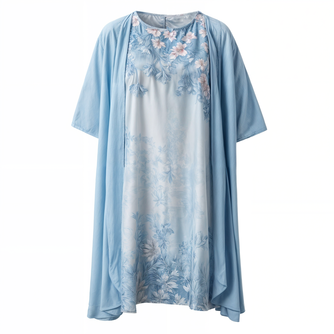 Stylish Floral A-Line Dress with Waistcoat for Women – Miray-Blue Star-M-State of Style