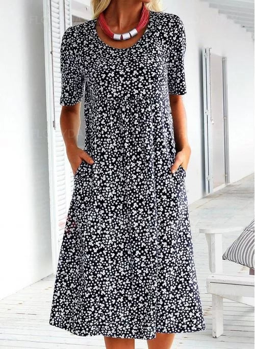 Stylish Floral Print Dress - Eva | The Perfect Light Summer Dress!-Black-S-State of Style
