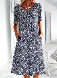Stylish Floral Print Dress - Eva | The Perfect Light Summer Dress!-Dark blue-S-State of Style