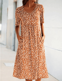 Stylish Floral Print Dress - Eva | The Perfect Light Summer Dress!-Orange-S-State of Style