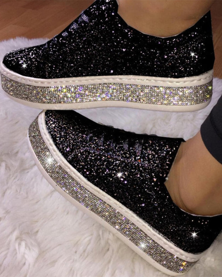 Stylish Glitter Platform Sneakers for Women - Sienna-Black-5-State of Style