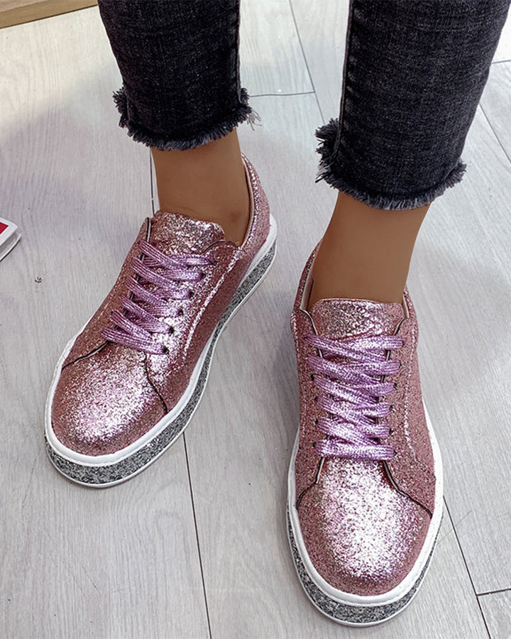 Stylish Glitter Platform Sneakers for Women - Sienna-Pink-5-State of Style