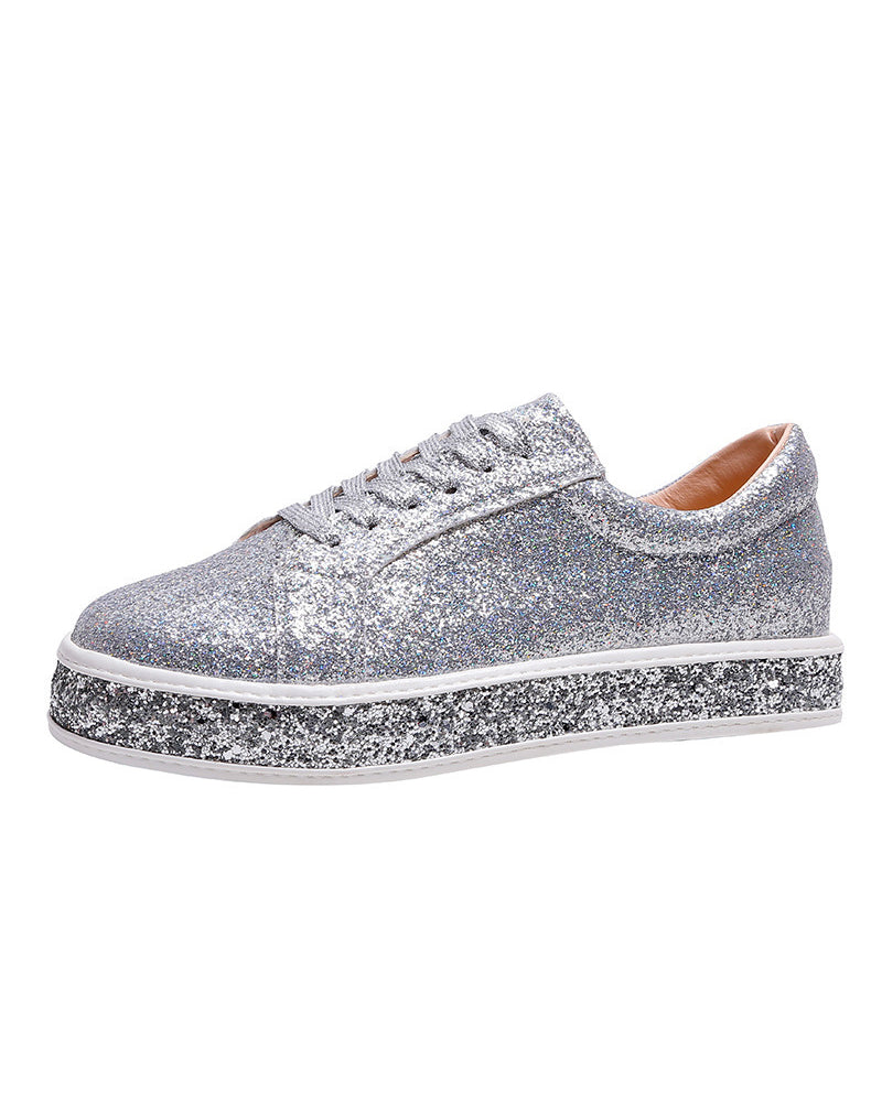 Stylish Glitter Platform Sneakers for Women - Sienna-Silver-5-State of Style
