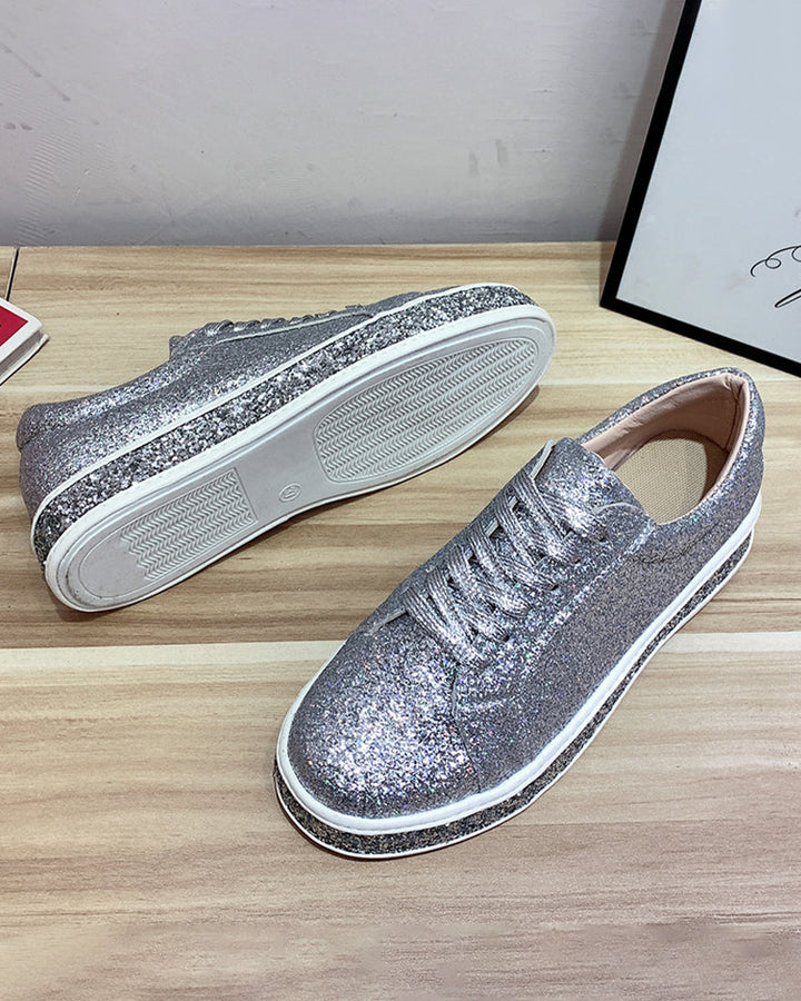 Stylish Glitter Platform Sneakers for Women - Sienna-Silver-5-State of Style