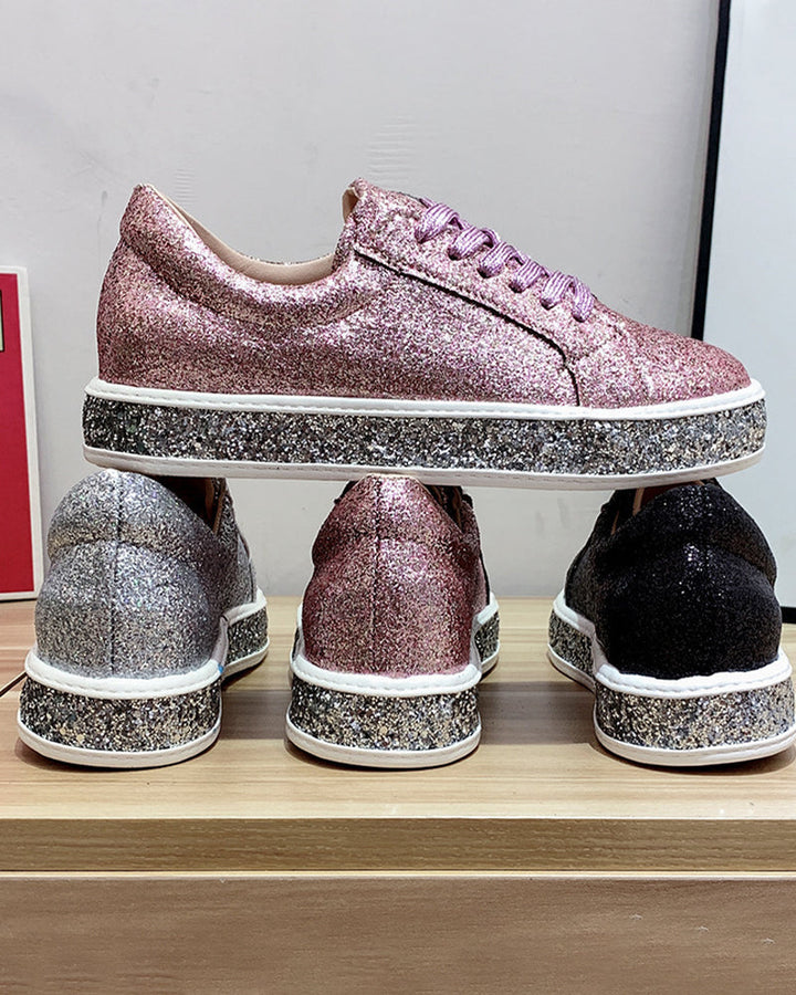 Stylish Glitter Platform Sneakers for Women - Sienna-Silver-5-State of Style