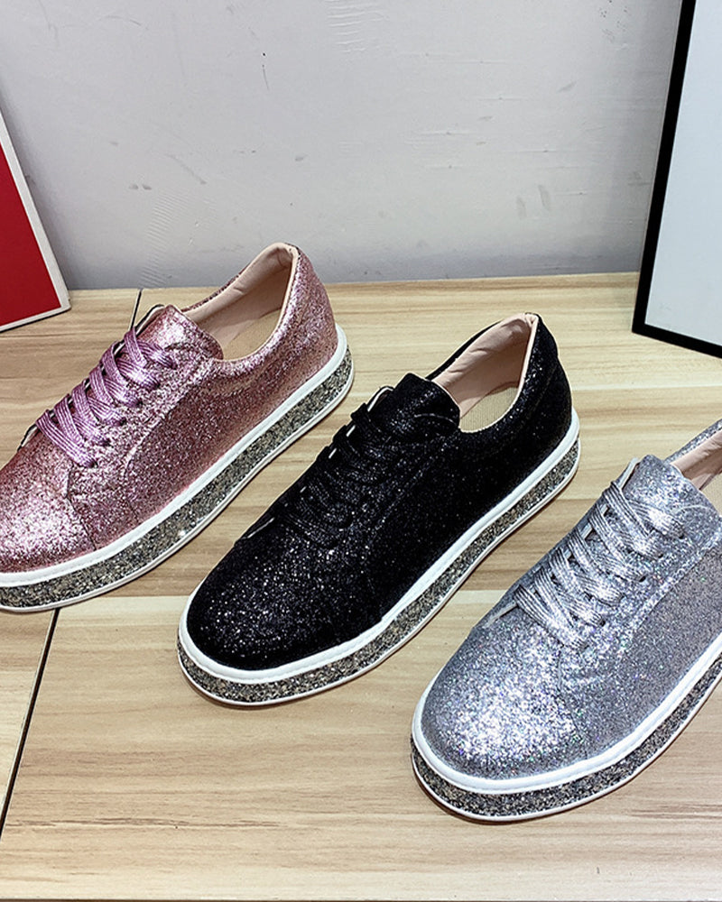 Stylish Glitter Platform Sneakers for Women - Sienna-Silver-5-State of Style