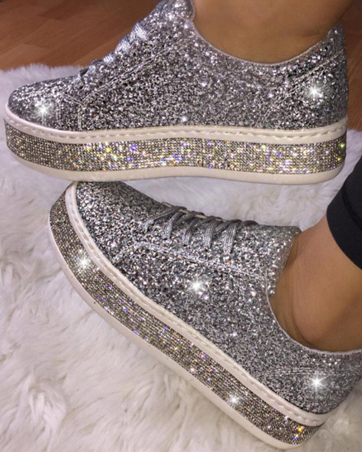 Stylish Glitter Platform Sneakers for Women - Sienna-Silver-5-State of Style