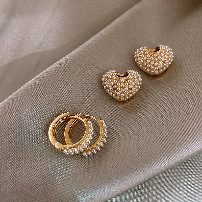 Stylish Golden Pearl Earrings for Women - Anne-State of Style