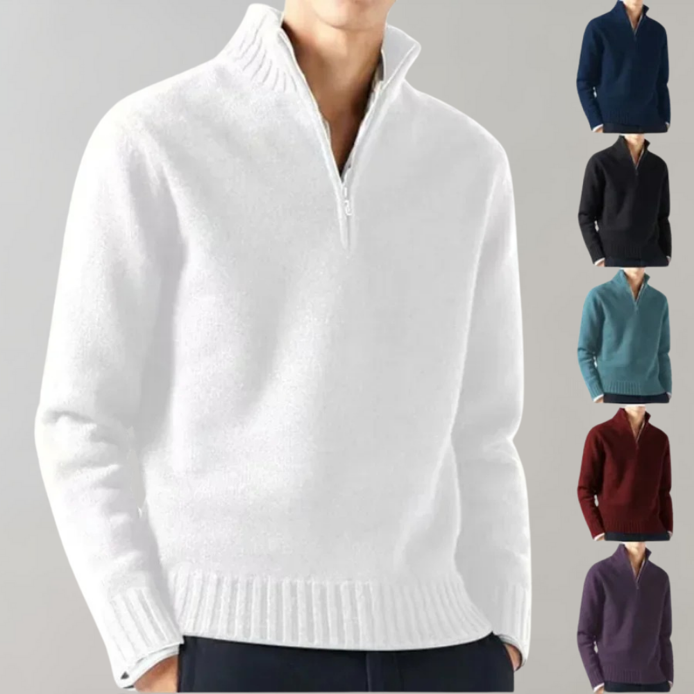 Stylish Half-Zip Men's Sweater - Ethan-Black-S-State of Style