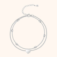 Stylish Heart Ankle Bracelet – Fiora-Silver-State of Style