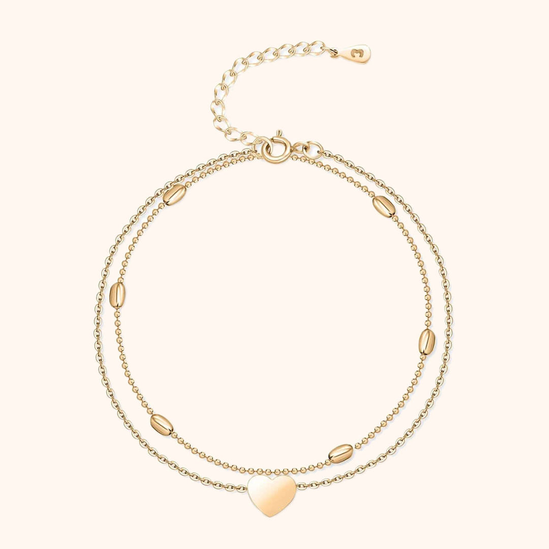 Stylish Heart Anklet - Fiora-Gold-State of Style