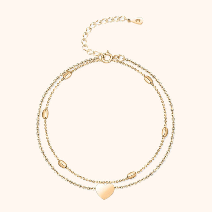 Stylish Heart Anklet - Fiora-Gold-State of Style