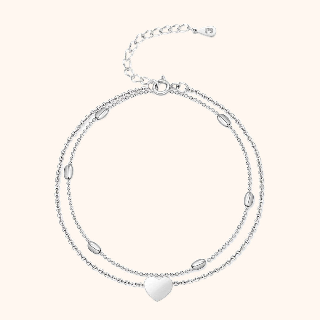 Stylish Heart Anklet - Fiora-Silver-State of Style