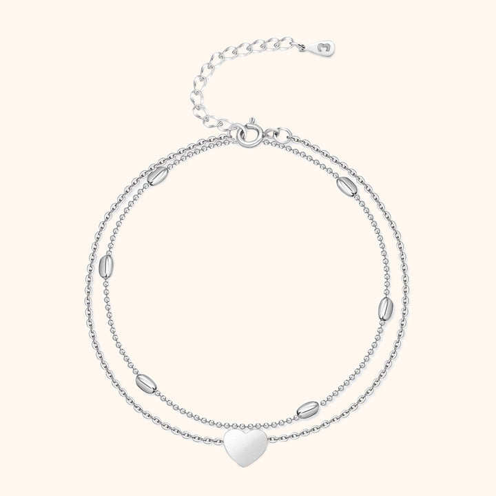 Stylish Heart Anklet - Fiora-Silver-State of Style